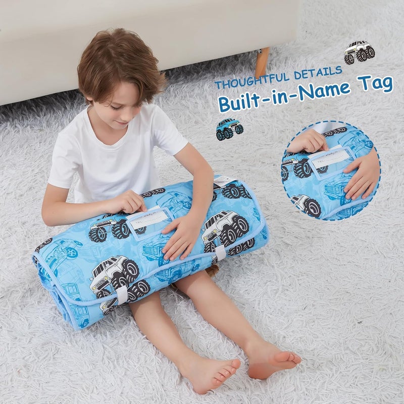 softan Toddler Nap Mat with Pillow and Blanket, Extra Large Rolled Napping Mats,Toddler Sleeping Bag for Daycare,Kids Sleeping Bags for Sleepover,Toddler Sleeping Bag Camping - Image 4